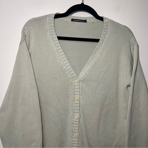 Brandy Melville Sage Green Cotton Button Front Cardigan Sweater Made in Italy - Picture 2 of 8